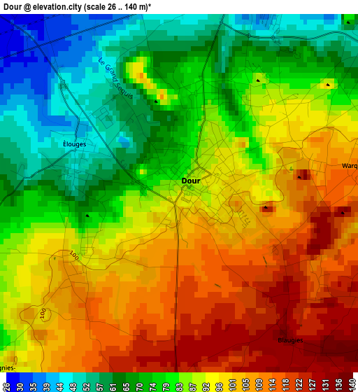 Dour elevation map