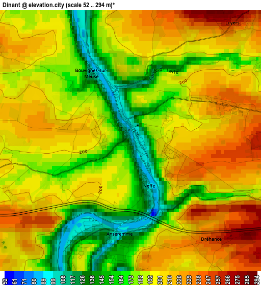 Dinant elevation map