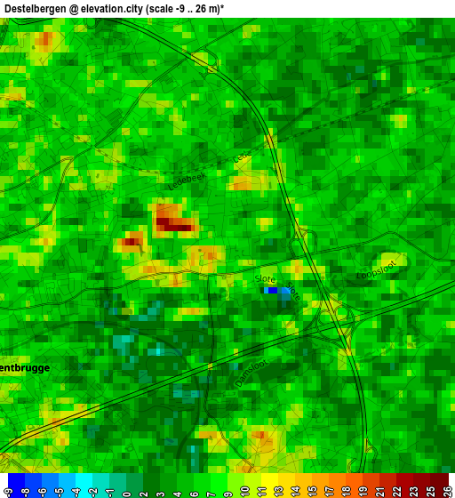 Destelbergen elevation map