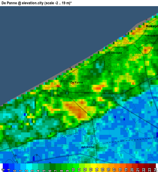 De Panne elevation map