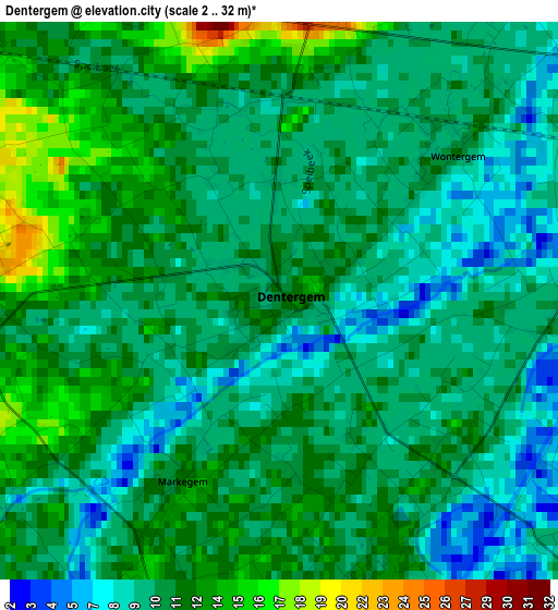 Dentergem elevation map