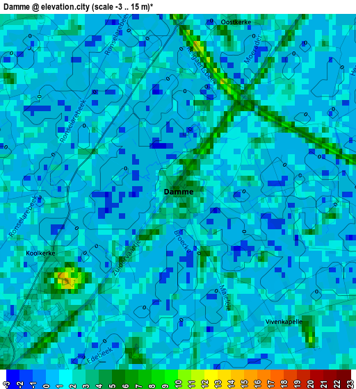 Damme elevation map