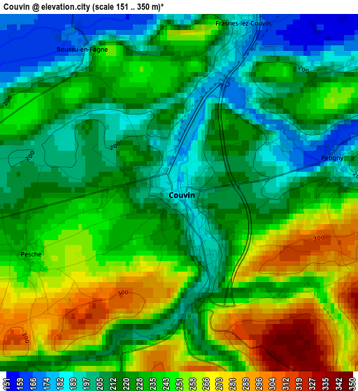 Couvin elevation map