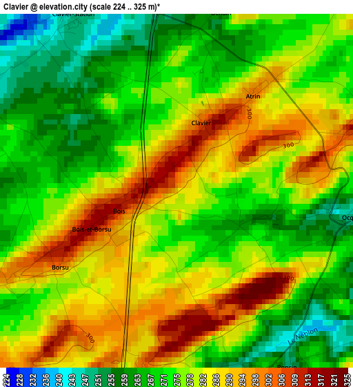 Clavier elevation map