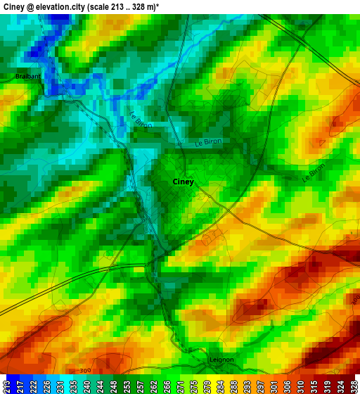 Ciney elevation map