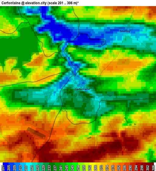 Cerfontaine elevation map