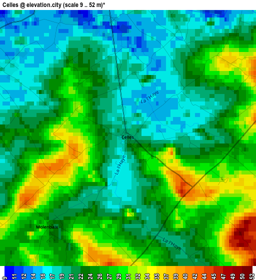 Celles elevation map