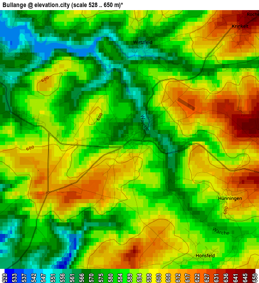 Bullange elevation map