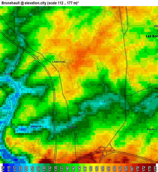 Brunehault elevation map