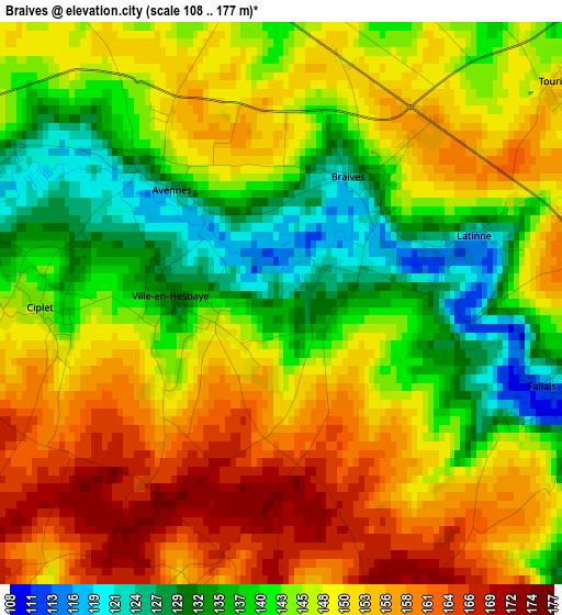 Braives elevation map