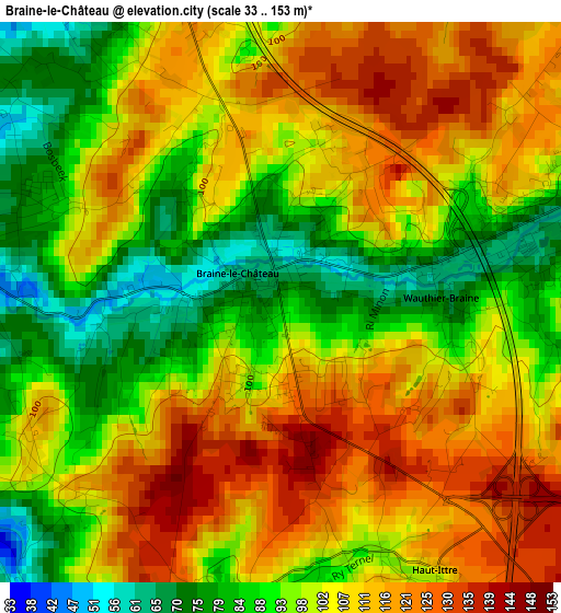 Braine-le-Château elevation map