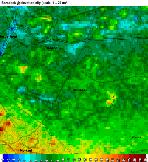 Borsbeek elevation map