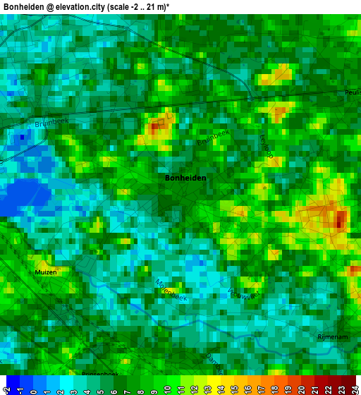 Bonheiden elevation map