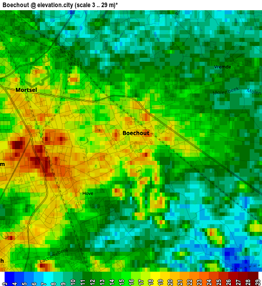 Boechout elevation map