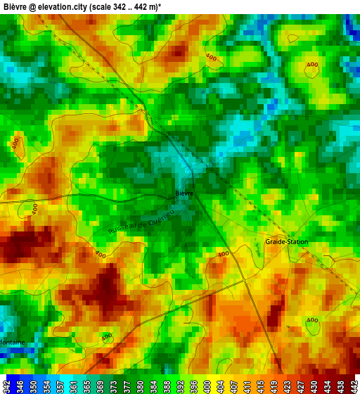 Bièvre elevation map