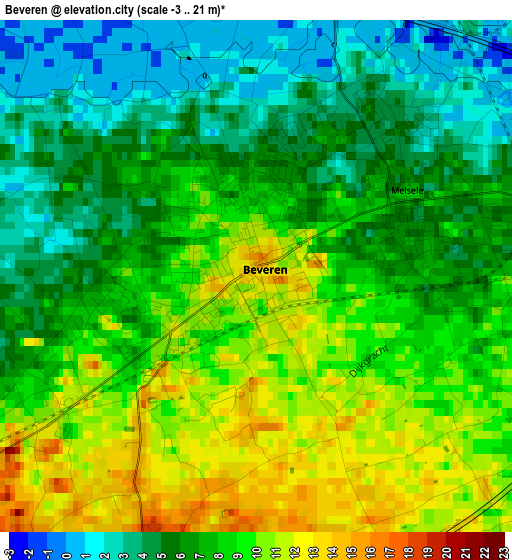 Beveren elevation map