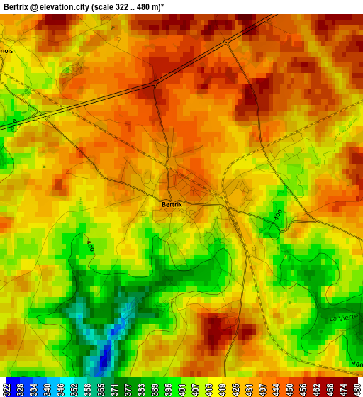 Bertrix elevation map