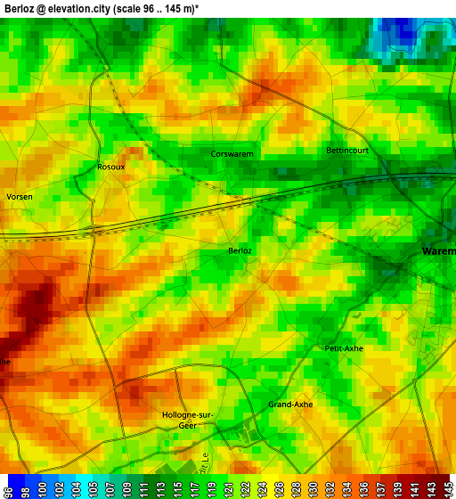 Berloz elevation map