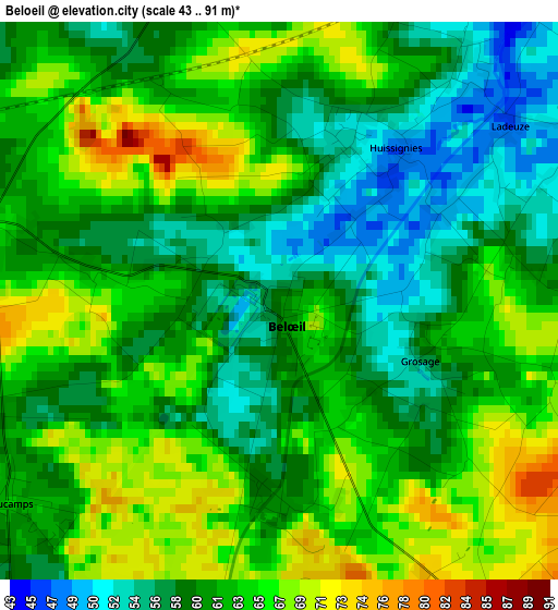 Beloeil elevation map