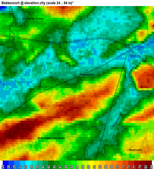 Bekkevoort elevation map