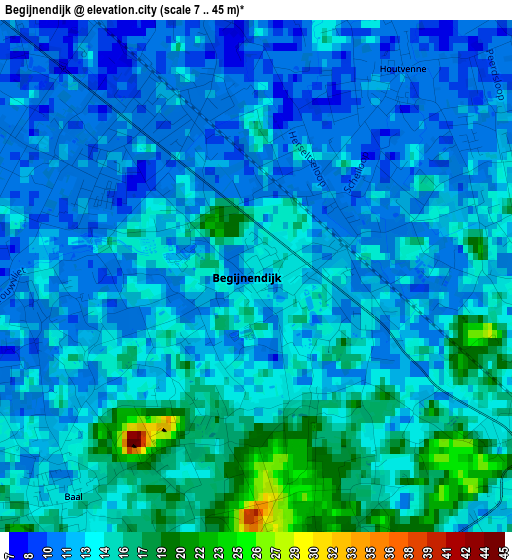 Begijnendijk elevation map