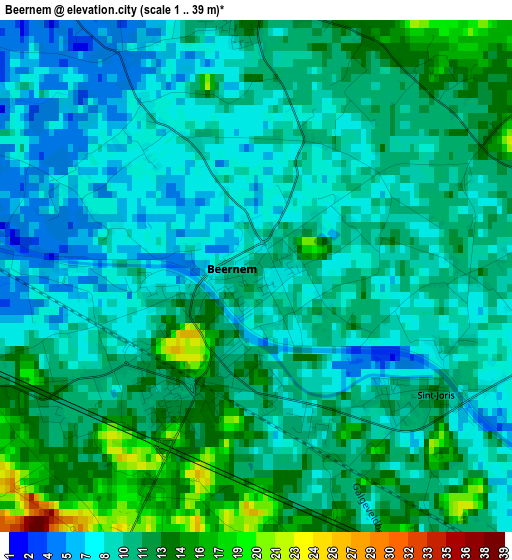 Beernem elevation map