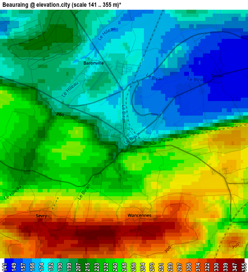 Beauraing elevation map