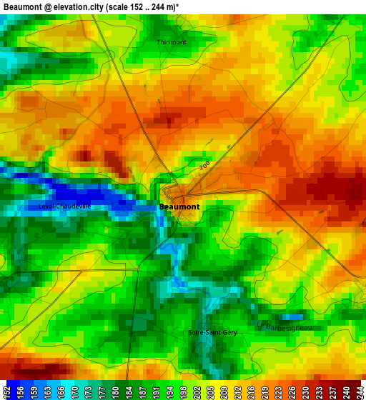 Beaumont elevation map