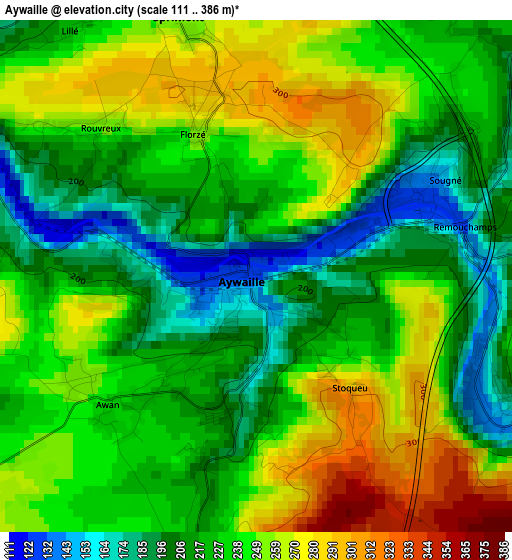 Aywaille elevation map