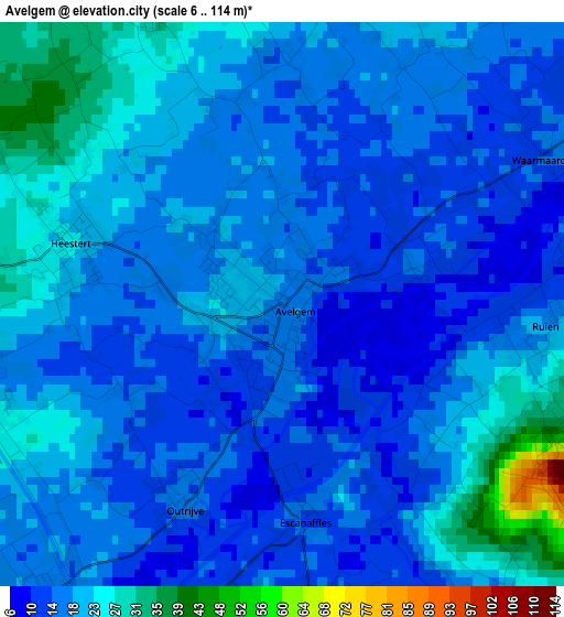 Avelgem elevation map