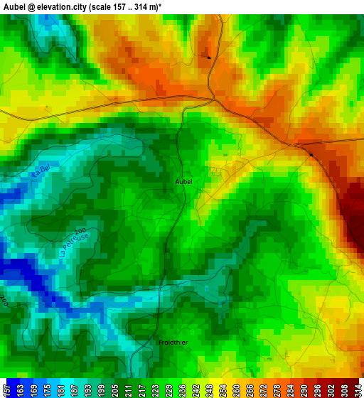 Aubel elevation map