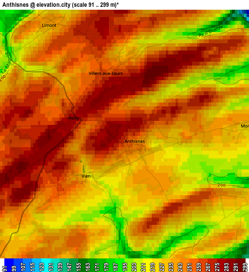 Anthisnes elevation map