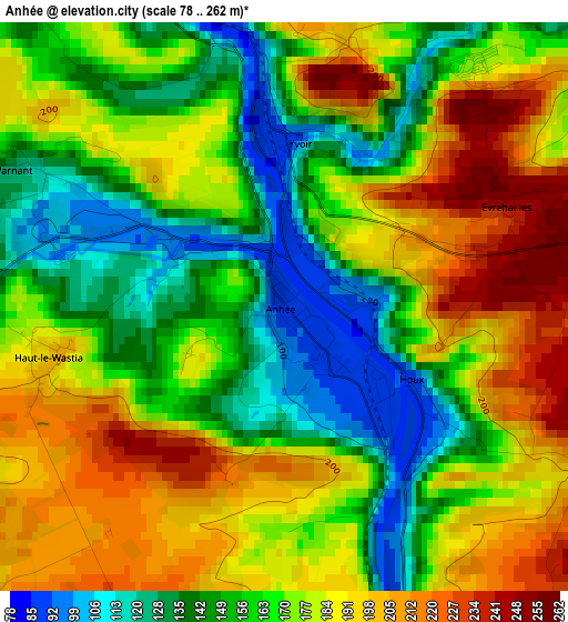 Anhée elevation map