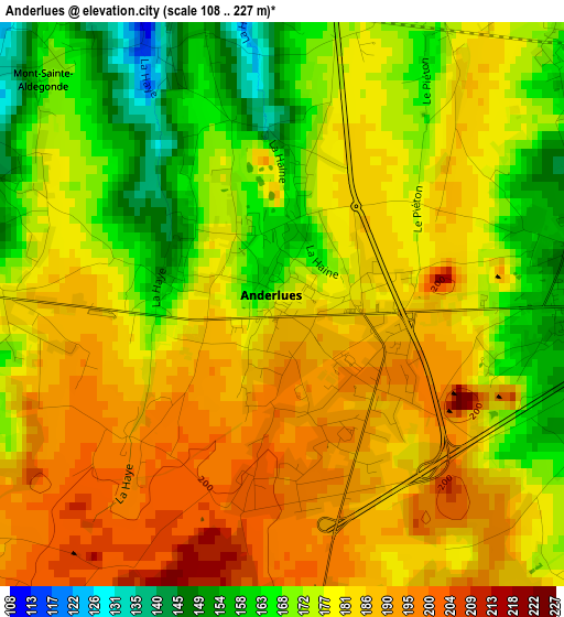 Anderlues elevation map