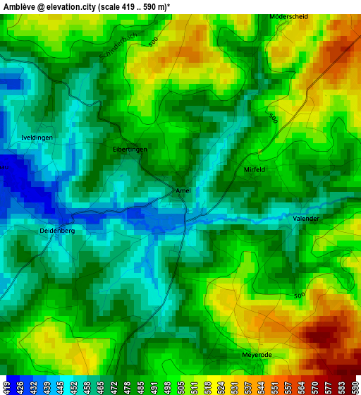 Amblève elevation map