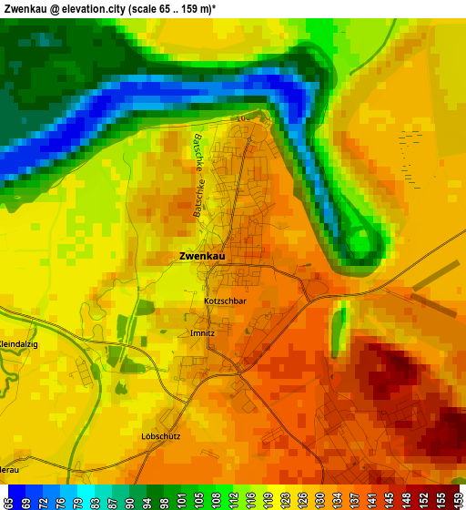 Zwenkau elevation map