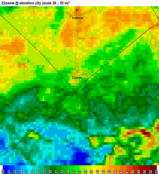 Züssow elevation map