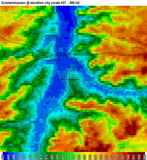Zusmarshausen elevation map