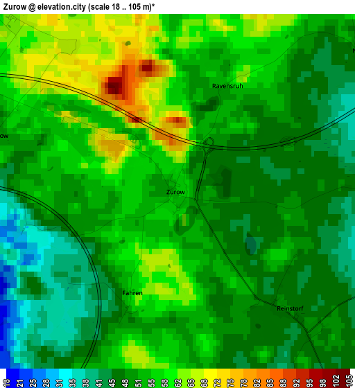 Zurow elevation map