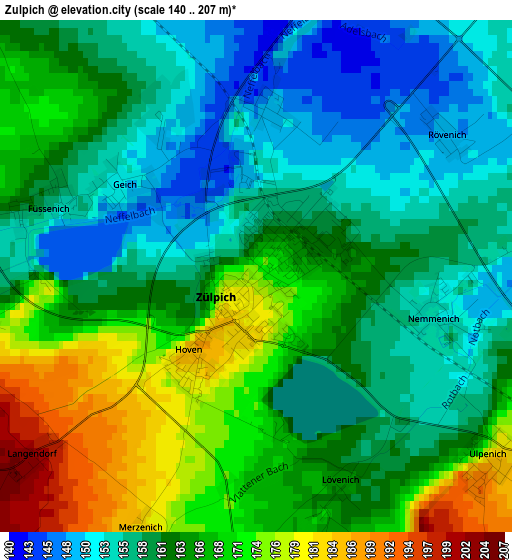 Zulpich elevation map