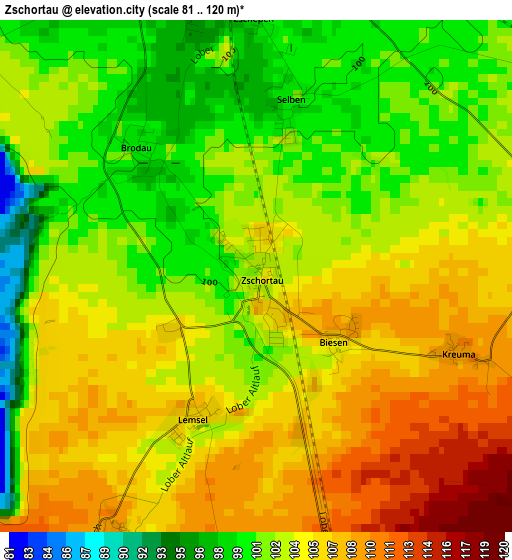 Zschortau elevation map