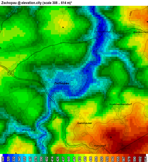 Zschopau elevation map