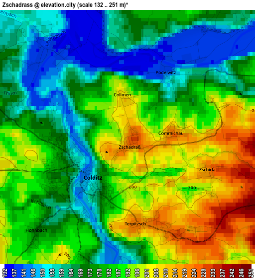 Zschadrass elevation map