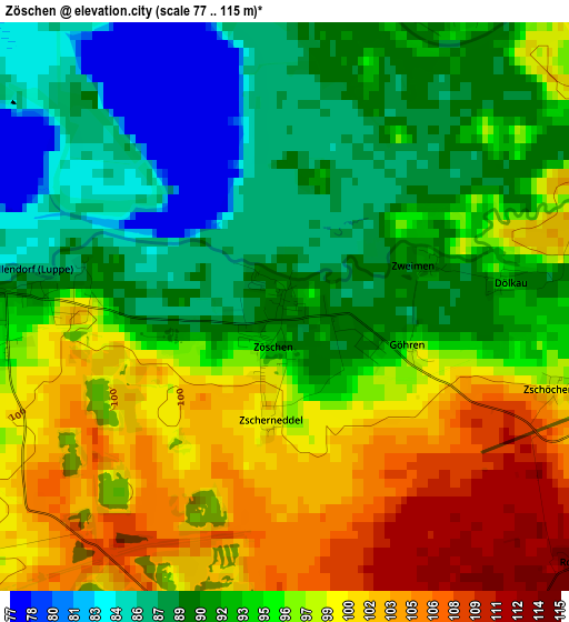 Zöschen elevation map