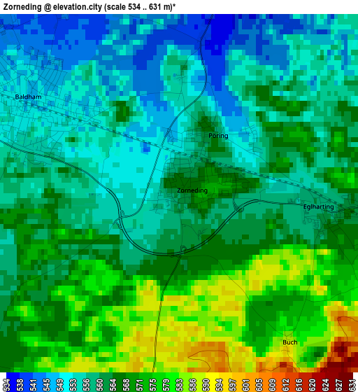 Zorneding elevation map