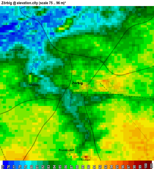 Zörbig elevation map