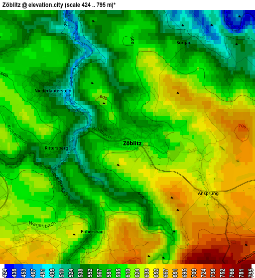 Zöblitz elevation map