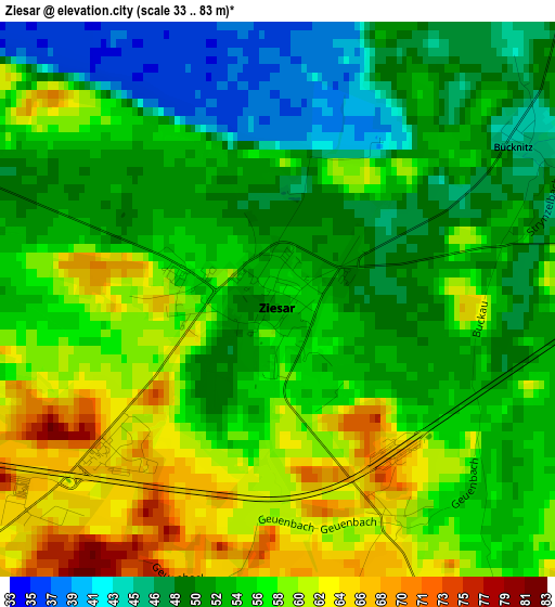 Ziesar elevation map