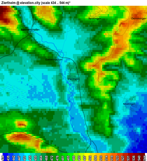 Ziertheim elevation map