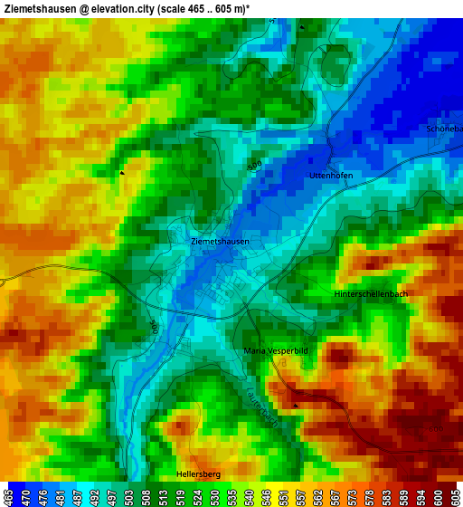 Ziemetshausen elevation map